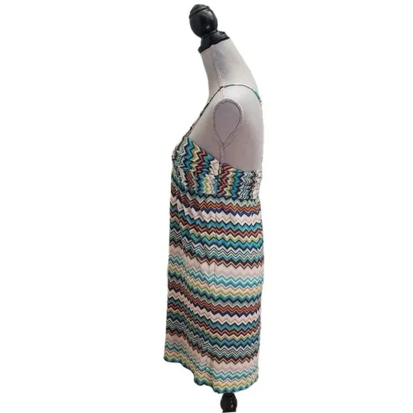 Trina Turk Ruched Sweetheart Halter Midi Dress | EUC | 6 | Blue Tan Multicolor - Picture 11 of 15